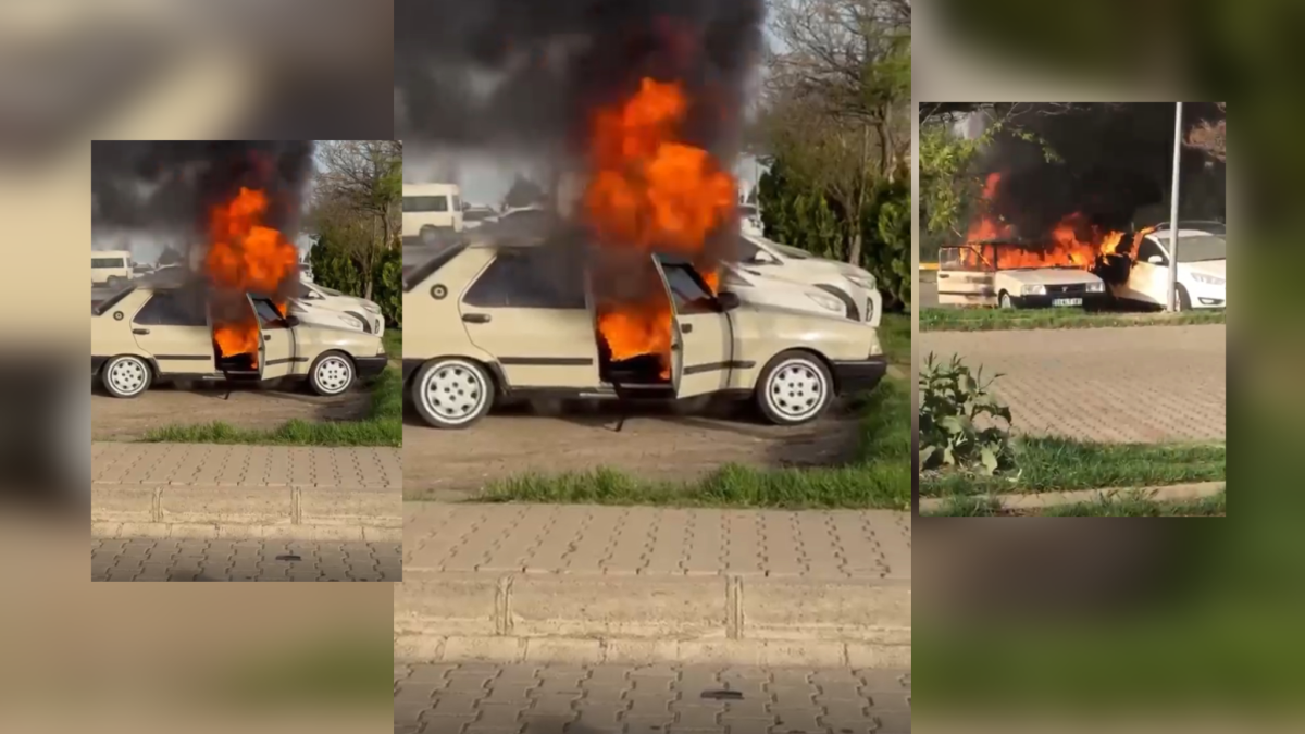 Siverek’te devlet hastanesi otoparkında otomobiller alev aldı